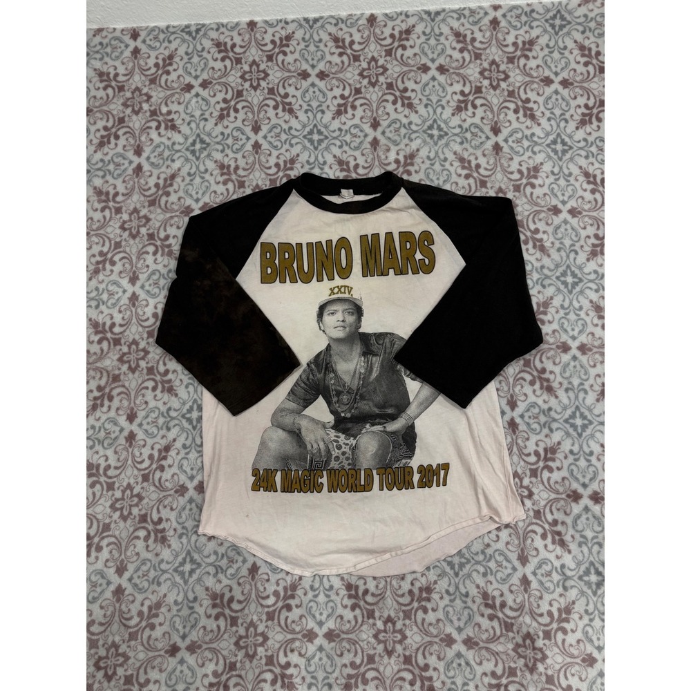 Bruno Mars 24K Magic World Tour 2017 Raglan Baseball Tee Shirt Mens Small USA
